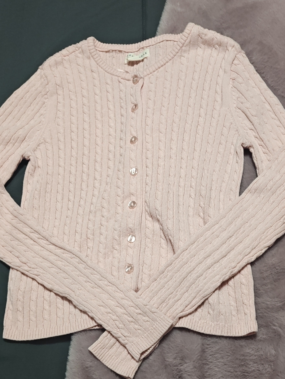 Aeropostale Light Pink Cable-Knit Button Cardigan